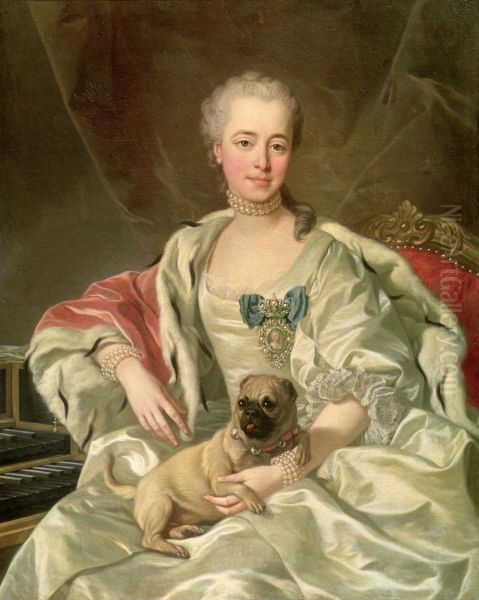 PortretknaginiEkateriny Dmitrievny Golicynoj(1720-1761), urozdennaa Kantemir, zenaD. M. Golicyna(1721-1793) Oil Painting by Louis-Michel Van Loo