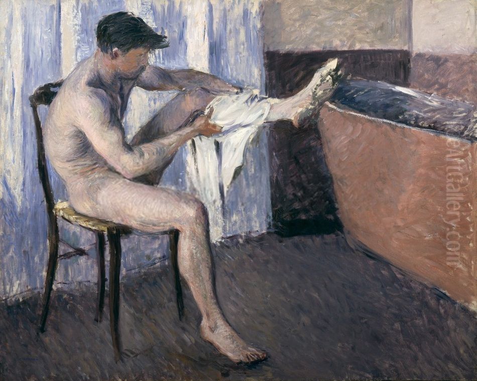 Man dries his leg Oil Painting by Gustave Caillebotte