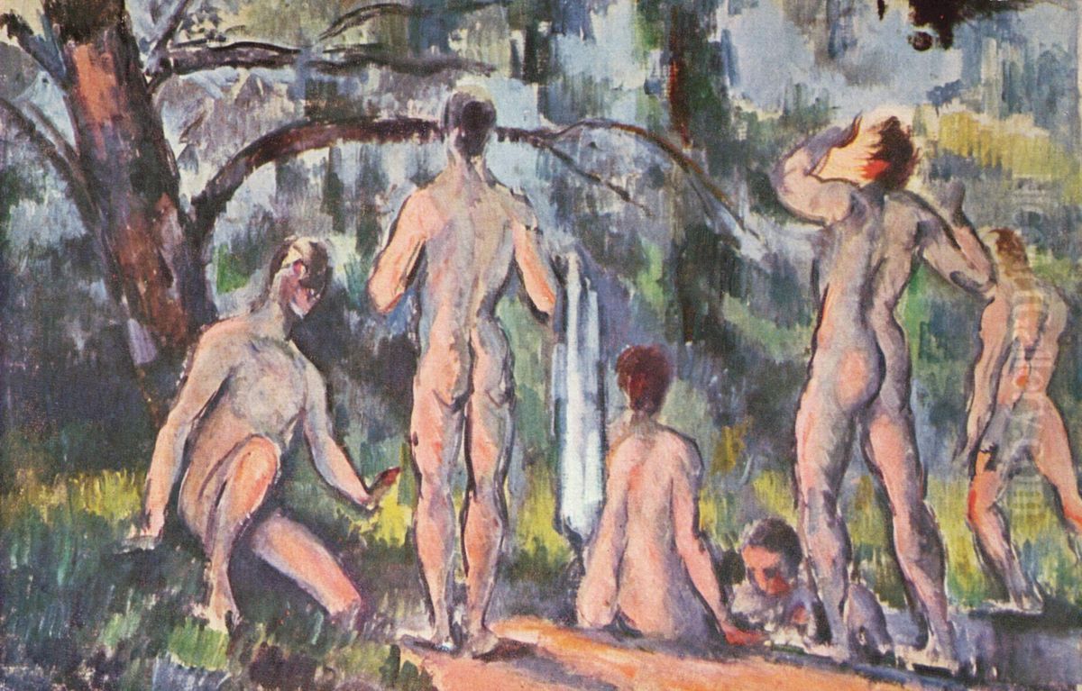 Bathers, oil on canvas, Pushkin Museum Oil Painting by Paul Cezanne