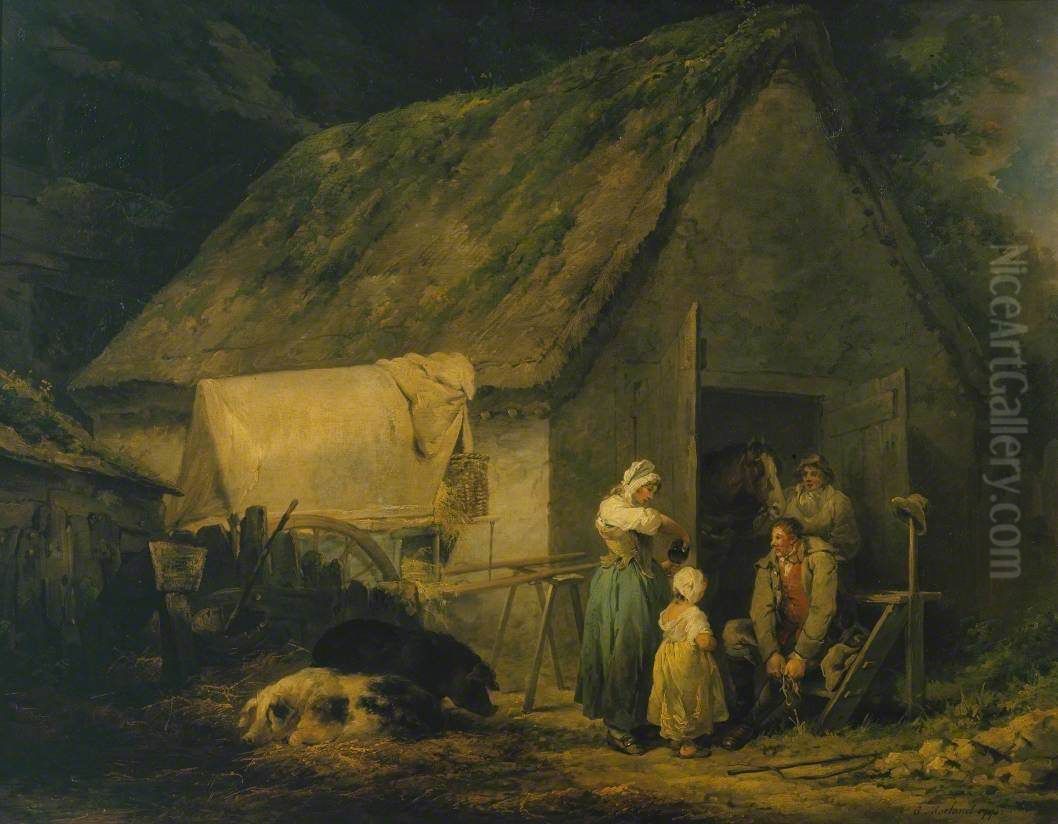 Higglers Preparing for Market Oil Painting by George Morland