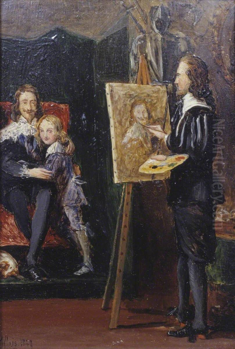 Charles I and his Son in the Studio of Van Dyck Oil Painting by Sir John Everett Millais Charles I and his Son in the Studio of Van Dyck Oil Painting by Sir John Everett Millais
