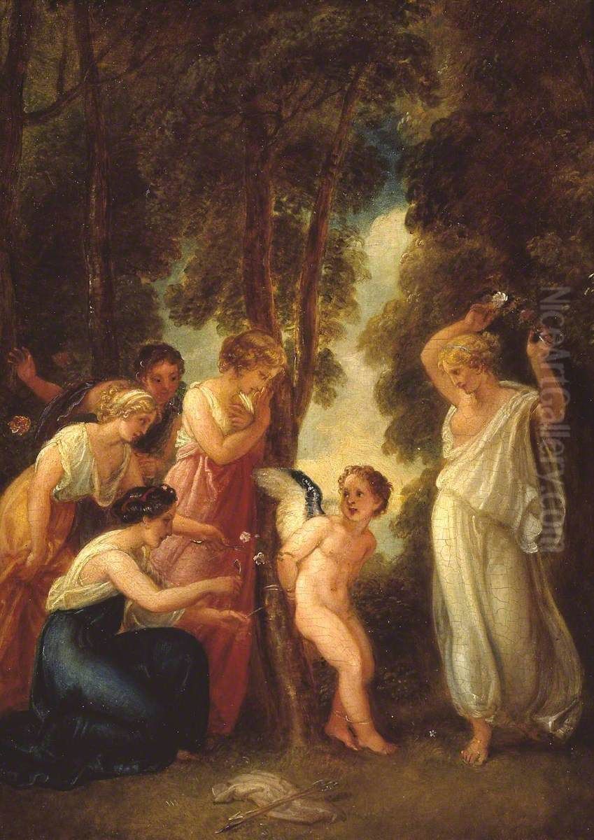 Cupid Bound to a Tree Oil Painting by Thomas Stothard