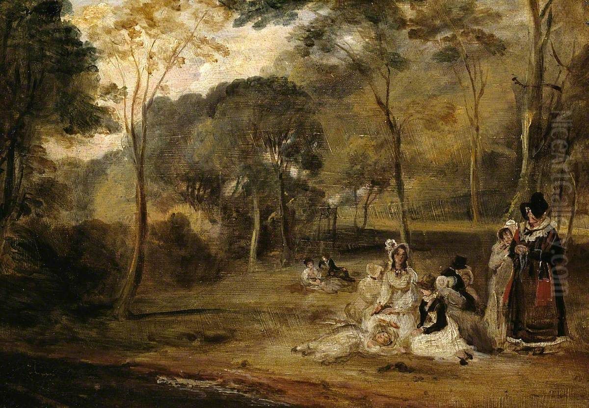 A Picnic Oil Painting by David Wilkie