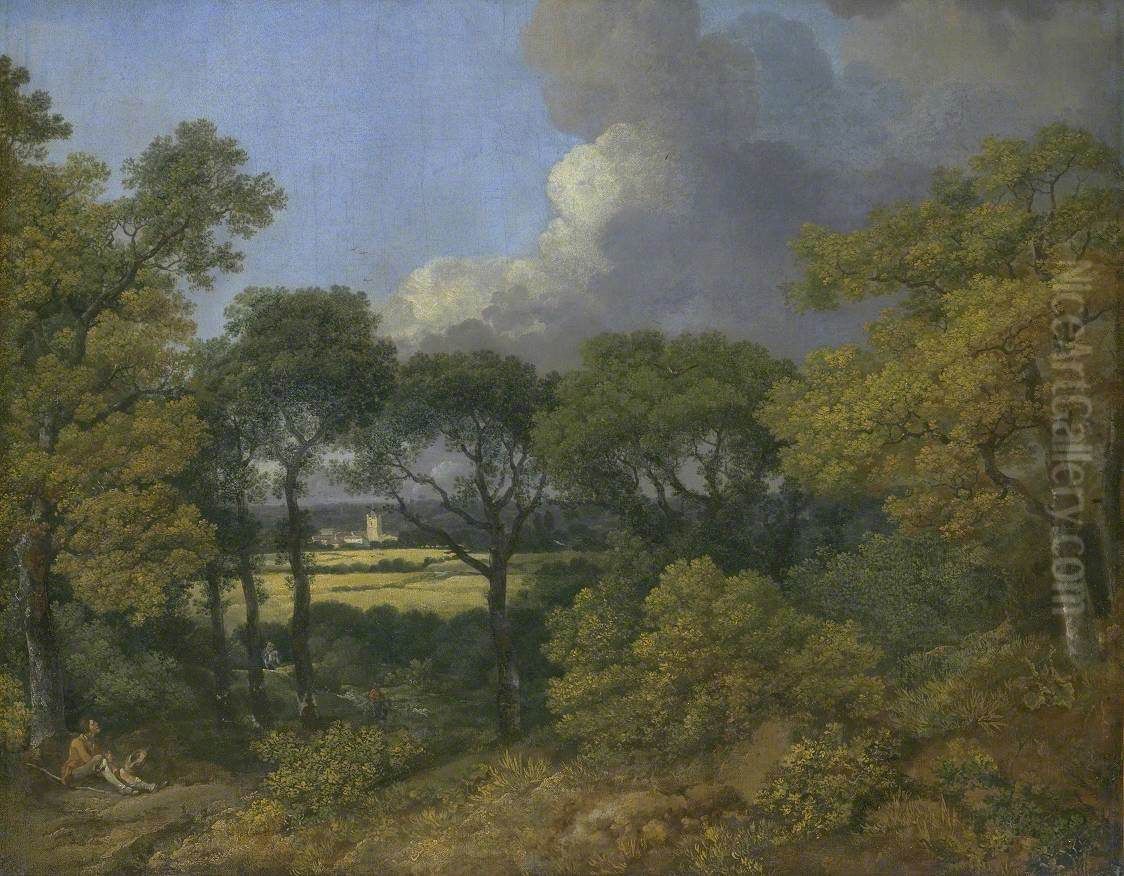 Wooded Landscape with a Peasant Resting Oil Painting by Thomas Gainsborough