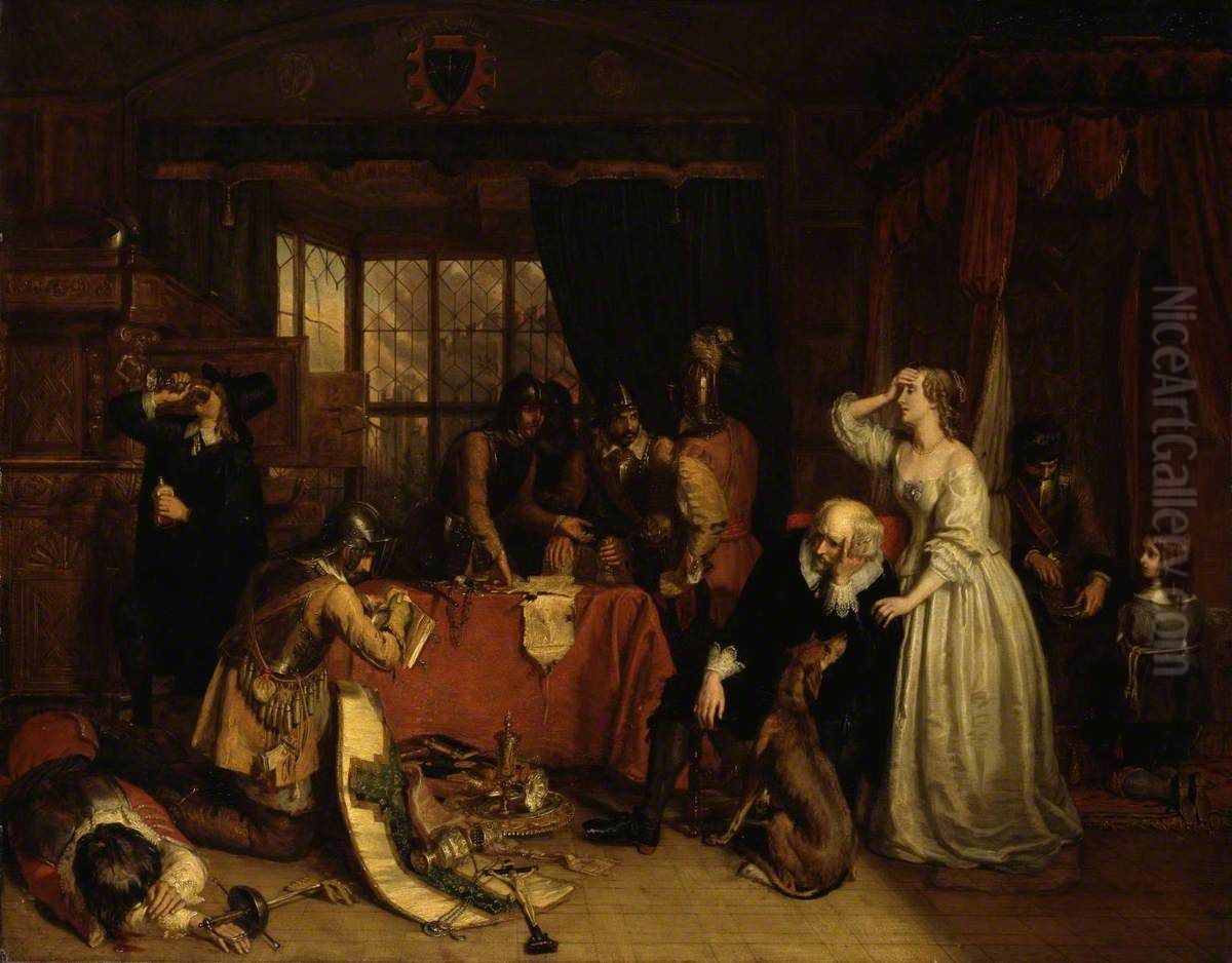 The Plundering of Basing House Oil Painting by Charles Landseer