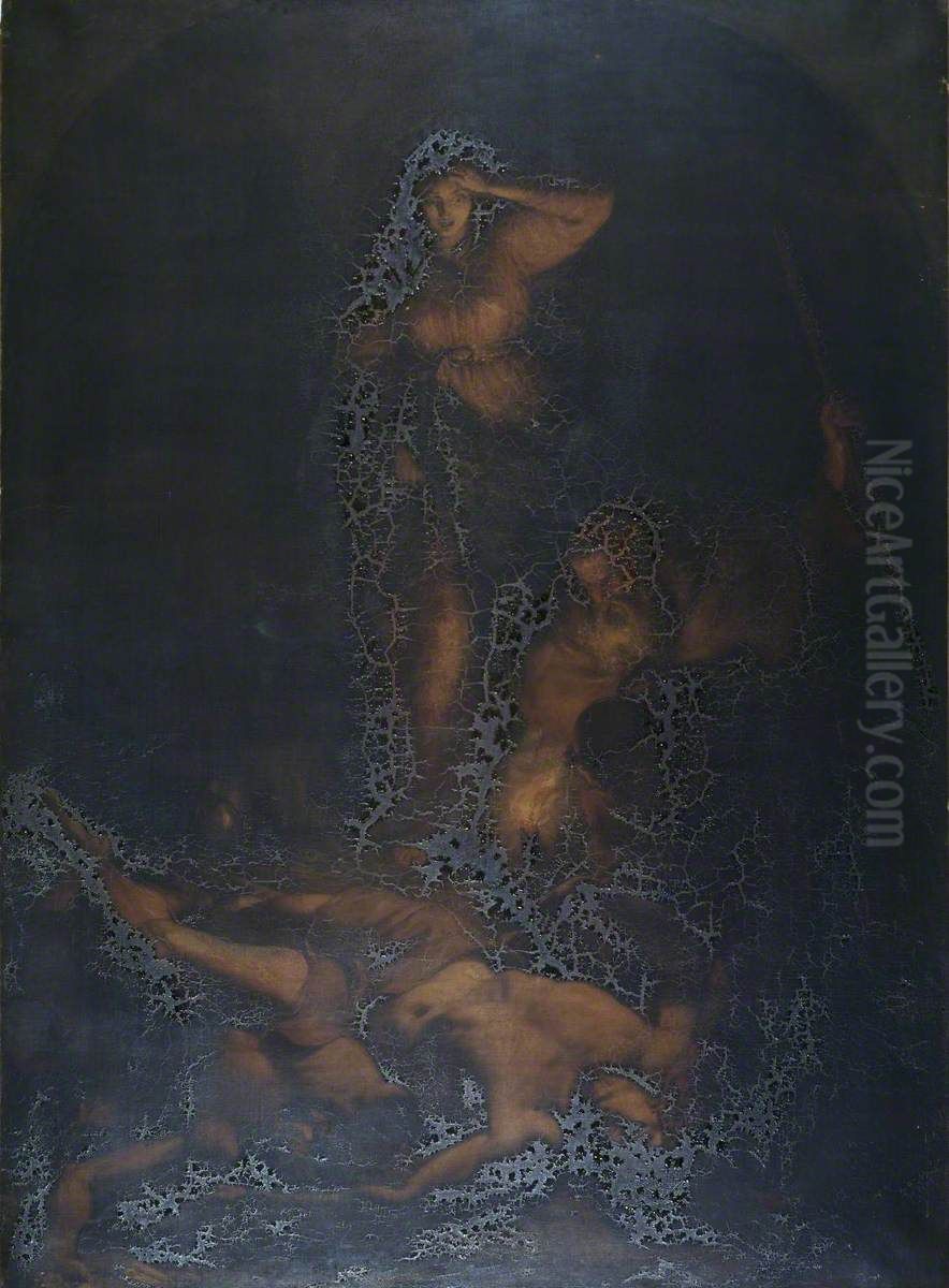 Editha and the Monks Searching for the Body of Harold Oil Painting by William Hilton