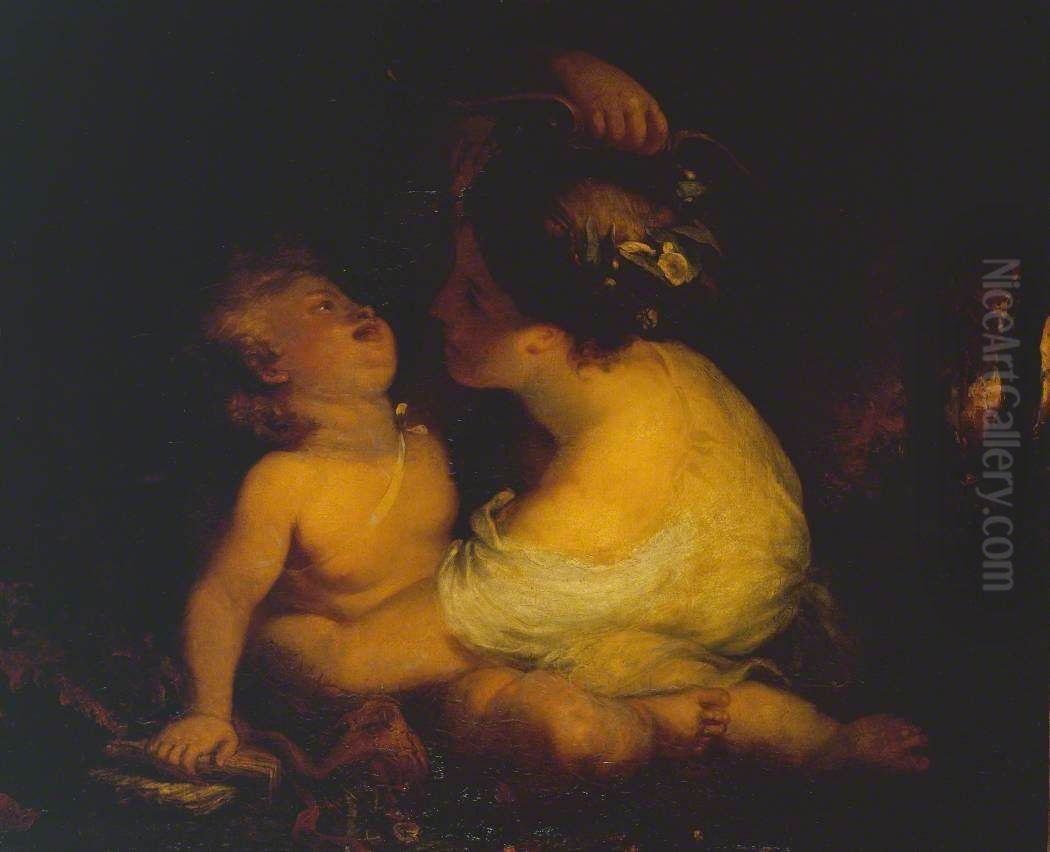 Cupid and Nymph Oil Painting by William Hilton