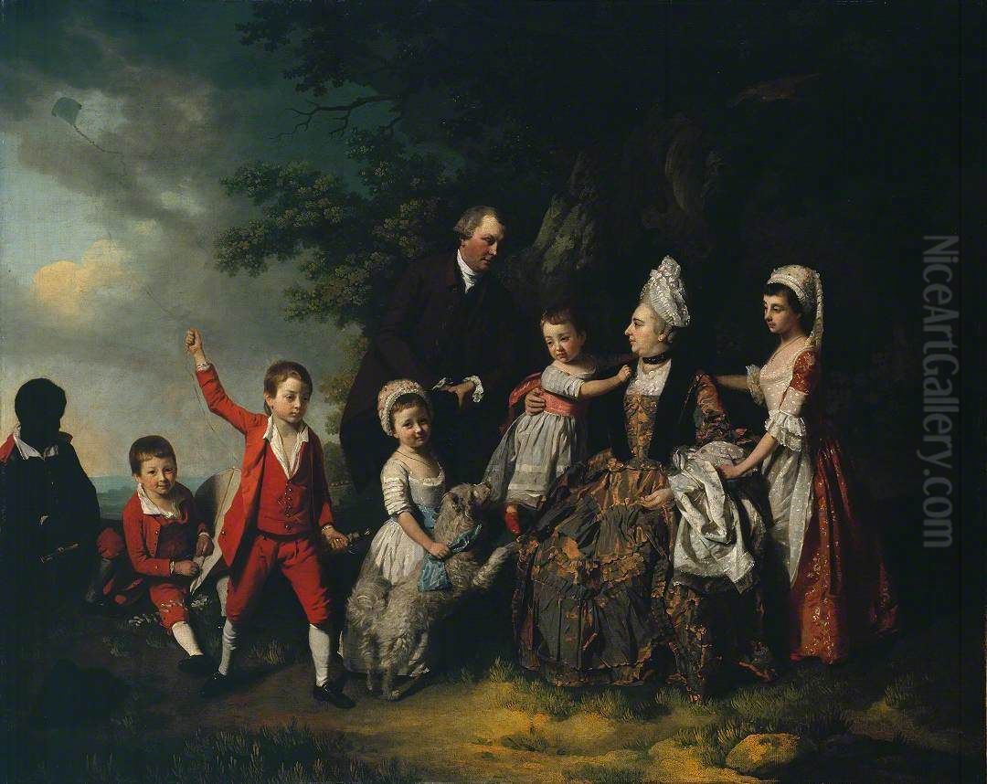 A Family Group in a Landscape Oil Painting by Francis Wheatley