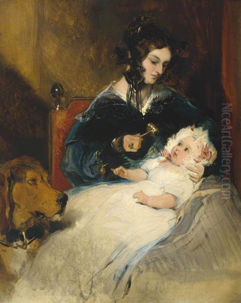 The Duchess of Abercorn and Child Oil Painting by Sir Edwin Henry Landseer