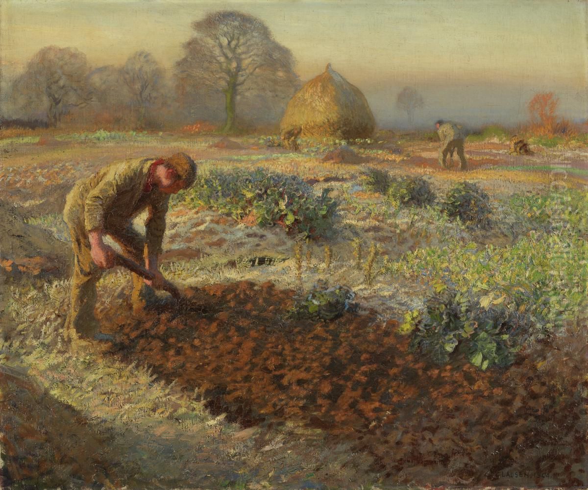 A Frosty March Morning Oil Painting by George Clausen