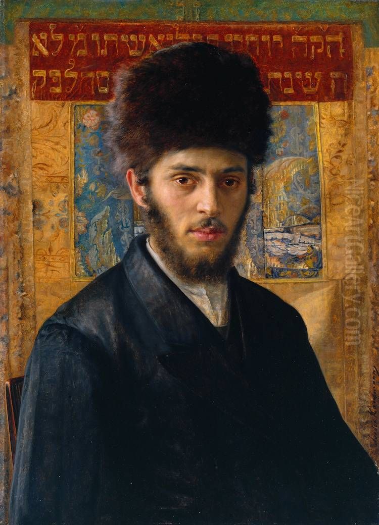 Young Rabbi from N. Oil Painting by Isidor Kaufmann
