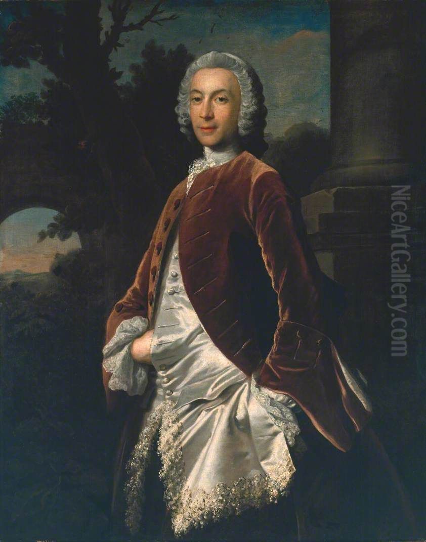A Gentleman in a Brown Velvet Coat Oil Painting by Joseph Highmore