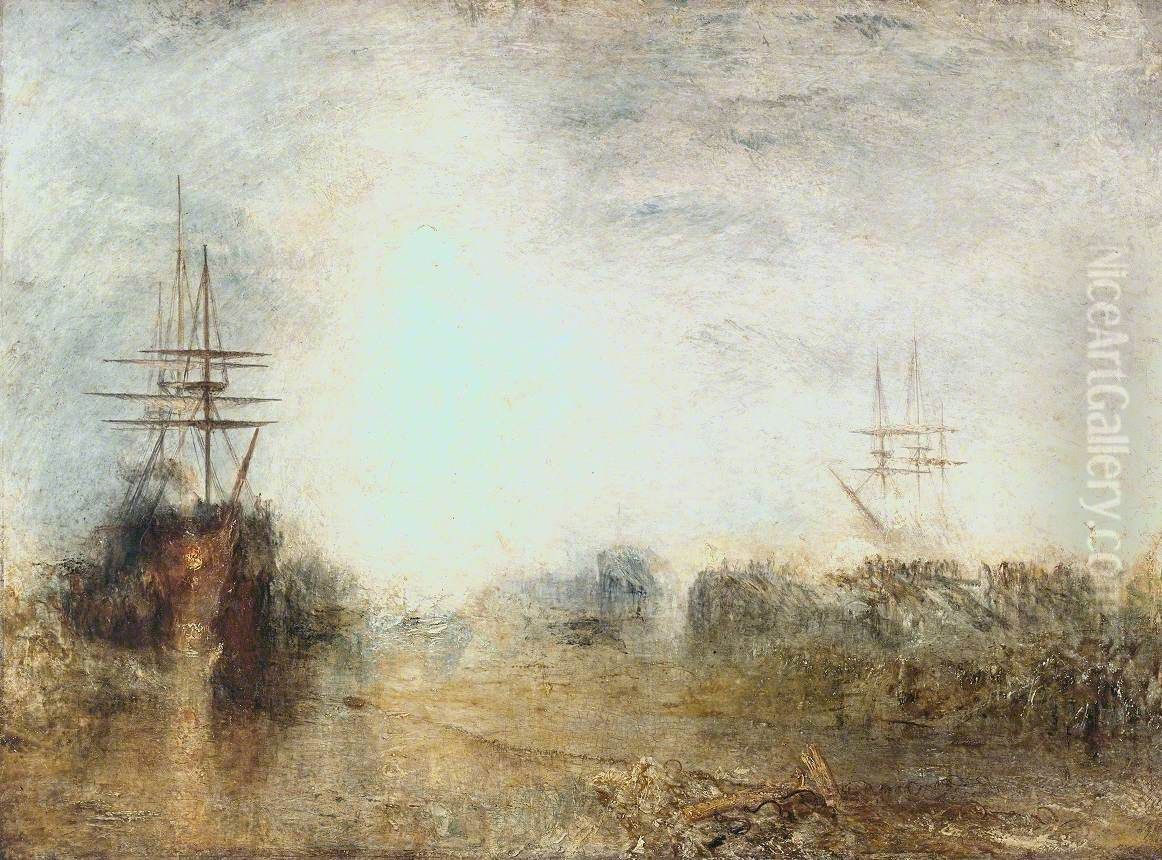 Whalers (Boiling Blubber) Entangled in Flaw Ice, Endeavouring to Extricate Themselves Oil Painting by J. M. W. Turner