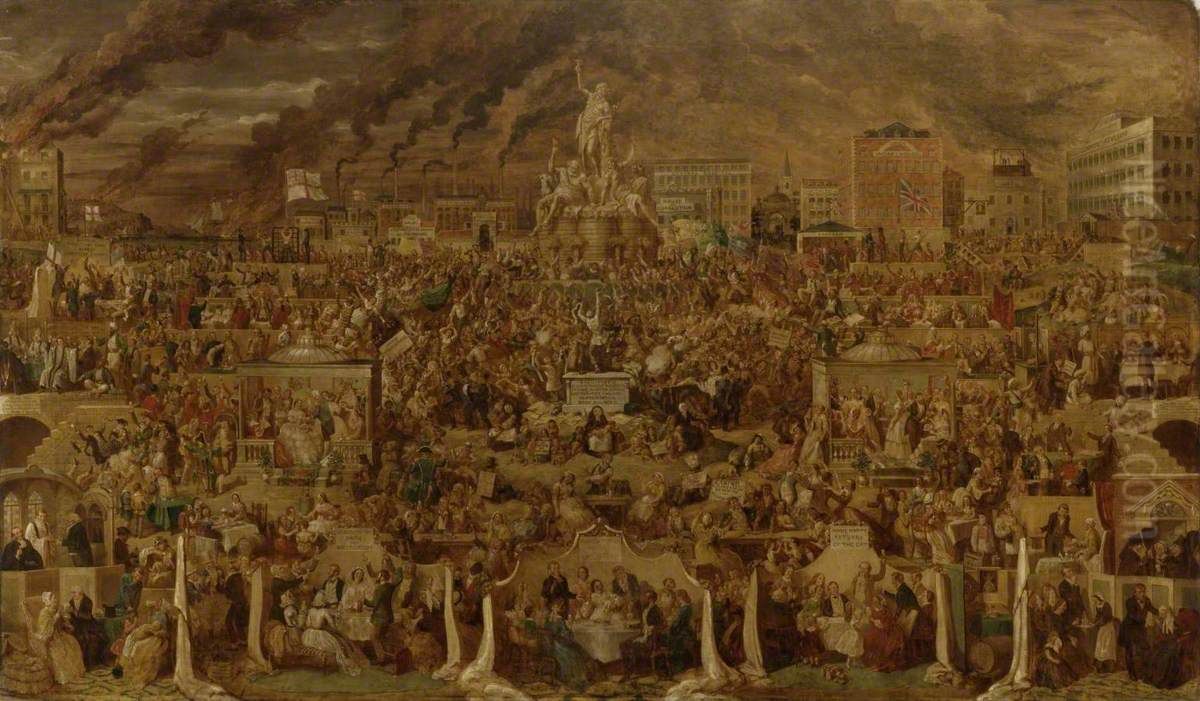 The Worship of Bacchus Oil Painting by George Cruikshank I
