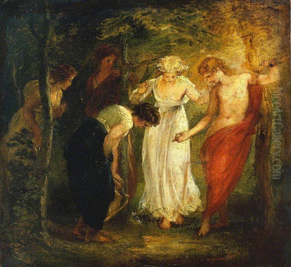 Nymphs Discover the Narcissus Oil Painting by Thomas Stothard