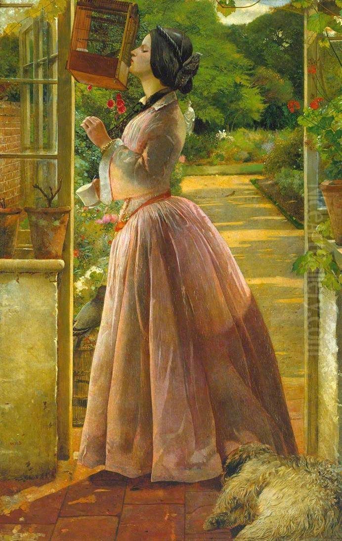 A Pet Oil Painting by Walter Deverell