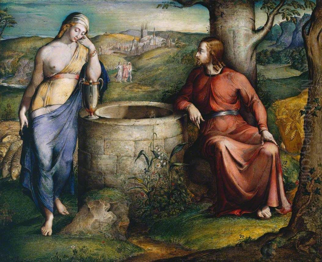 Christ and the Woman of Samaria Oil Painting by George Richmond