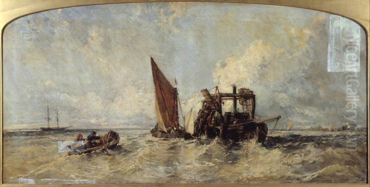 Dredging on the Medway Oil Painting by William James Muller