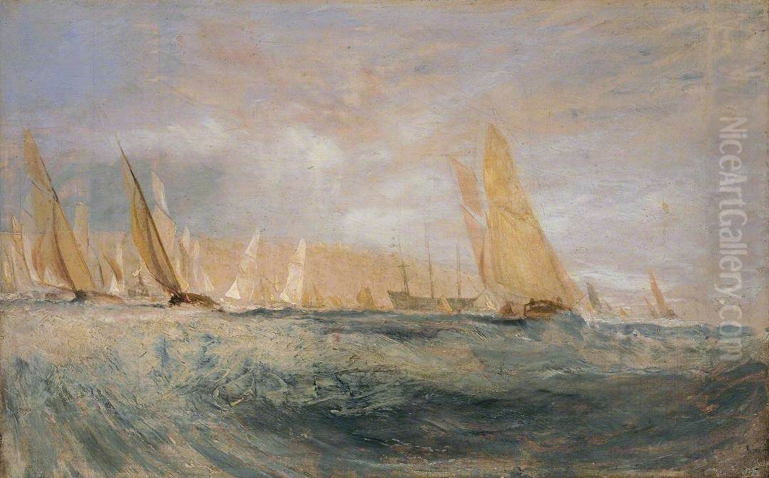 Sketch for 'East Cowes Castle, the Regatta Beating to Windward' No. 3 Oil Painting by J. M. W. Turner
