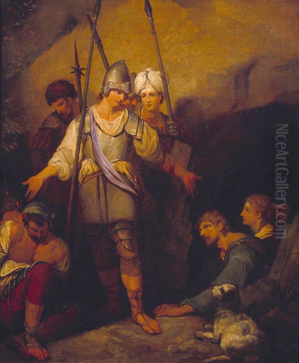 III. The Hero Rescues the Prisoners Oil Painting by John Hamilton Mortimer