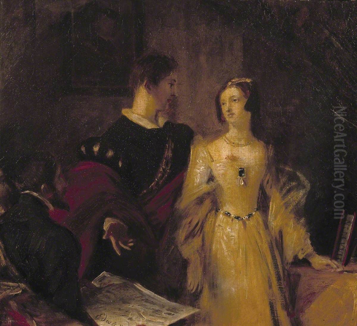 Lady Jane Grey Prevailed on to Accept the Crown Oil Painting by Charles Robert Leslie