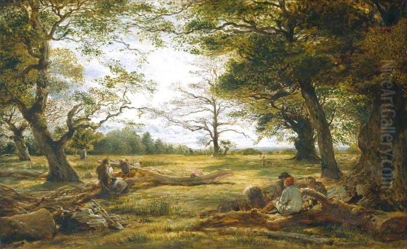 Windsor Forest ('Wood-Cutting in Windsor Forest') Oil Painting by John Linnell