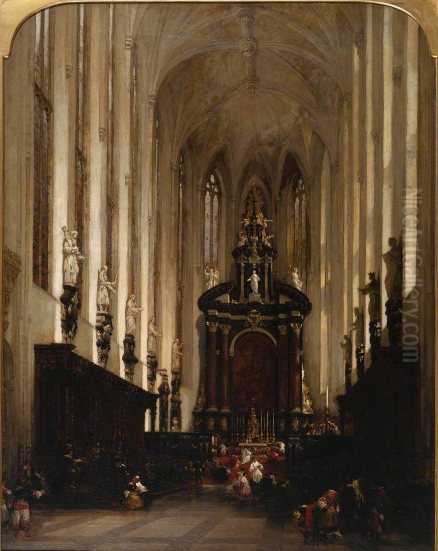 Chancel of the Collegiate Church of St Paul, at Antwerp Oil Painting by David Roberts