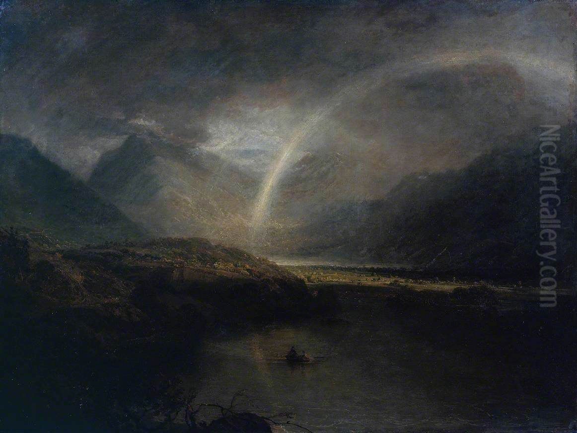 Buttermere Lake, with Part of Cromackwater, Cumberland, a Shower Oil Painting by J. M. W. Turner