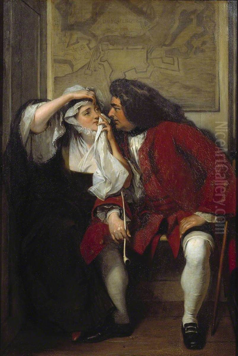 A Scene from Tristram Shandy ('Uncle Toby and the Widow Wadman') Oil Painting by Charles Robert Leslie