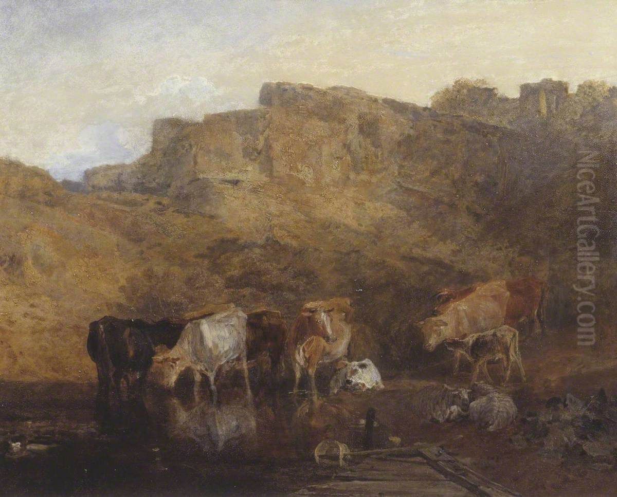 The Quiet Ruin, Cattle in Water; A Sketch, Evening Oil Painting by J. M. W. Turner