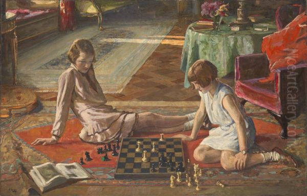 The Chess Players Oil Painting by John Lavery