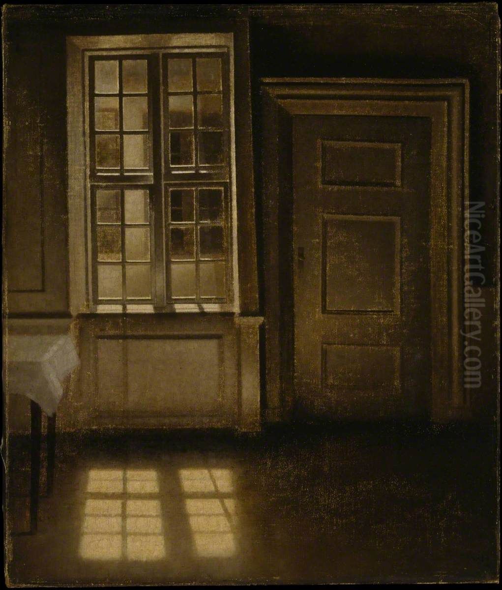 Interior, Sunlight on the Floor Oil Painting by Vilhelm Hammershoi