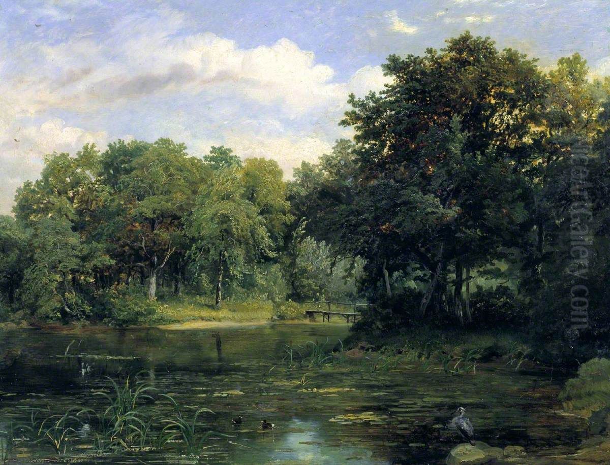 Lake in a Park Oil Painting by Frederick Richard Lee, R.A.