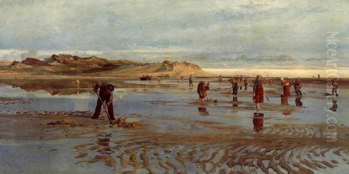 Digging for Bait Oil Painting by Charles William Wyllie