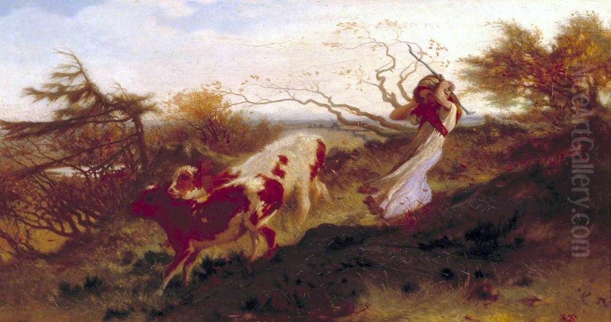 Wind on the Wold Oil Painting by George Heming Mason