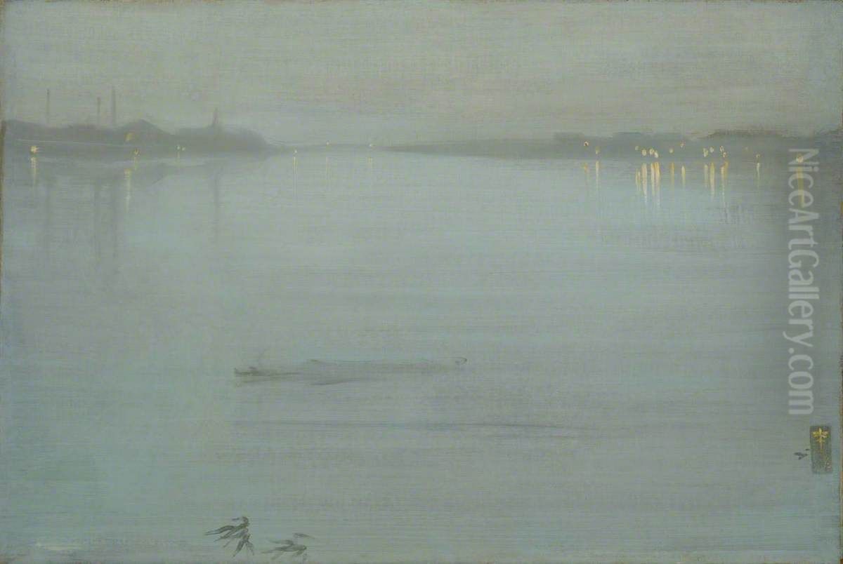 Blue and Silver - Cremorne Lights Oil Painting by James McNeill Whistler