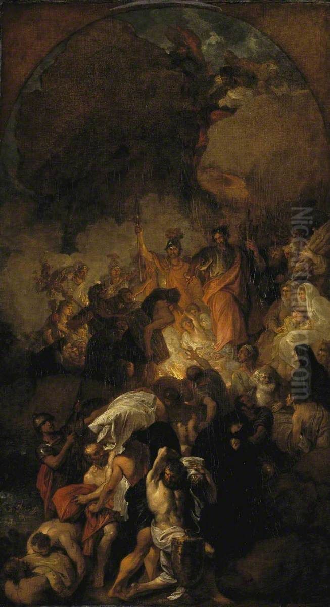 Sketch for 'St Paul Shaking off the Viper' Oil Painting by Benjamin West