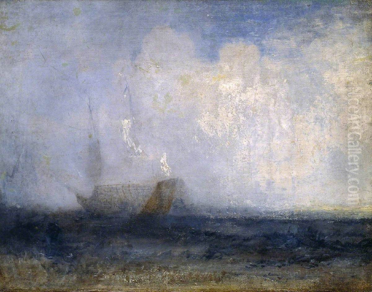Seascape with a Sailing Boat and a Ship Oil Painting by J. M. W. Turner