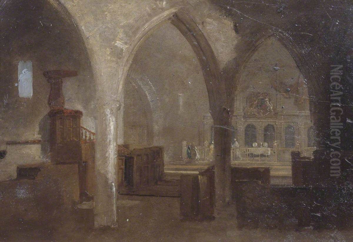 Interior of a Gothic Church Oil Painting by J. M. W. Turner