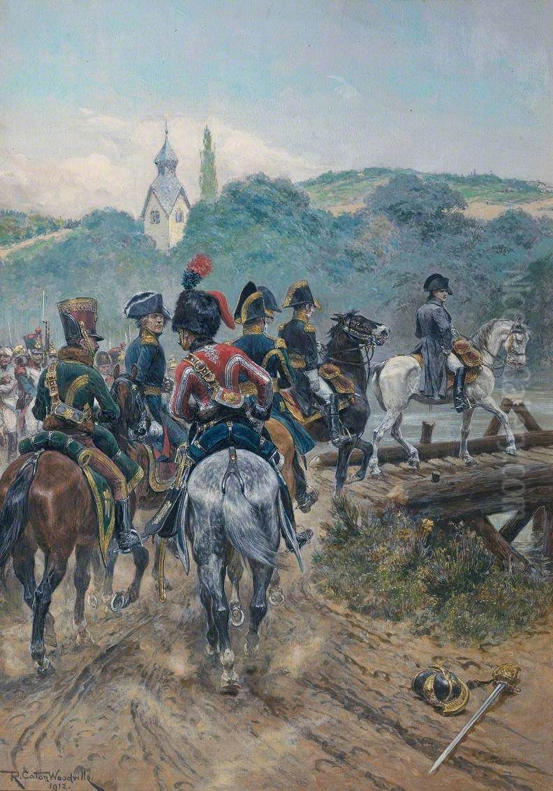 Napoleon Crossing the Bridge to Lobau Island Oil Painting by Richard Caton Woodville Jr.