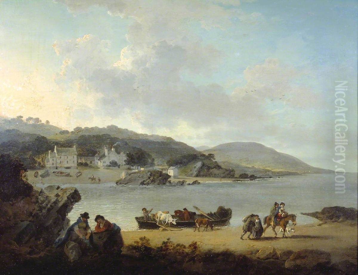 Briton Ferry, Glamorgan Oil Painting by Julius Caesar Ibbetson