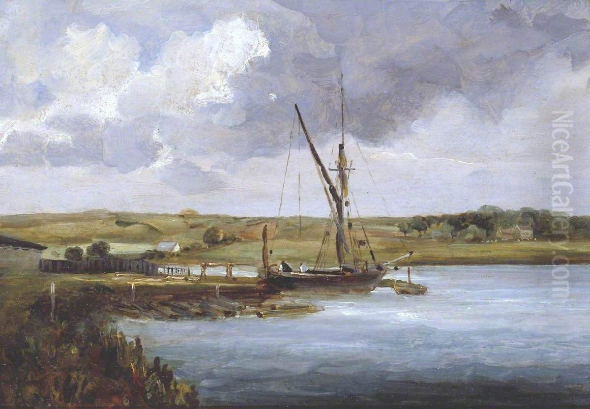 View on the Deben Oil Painting by Thomas Churchyard