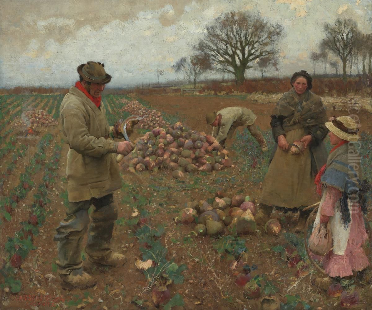 Winter Work Oil Painting by George Clausen