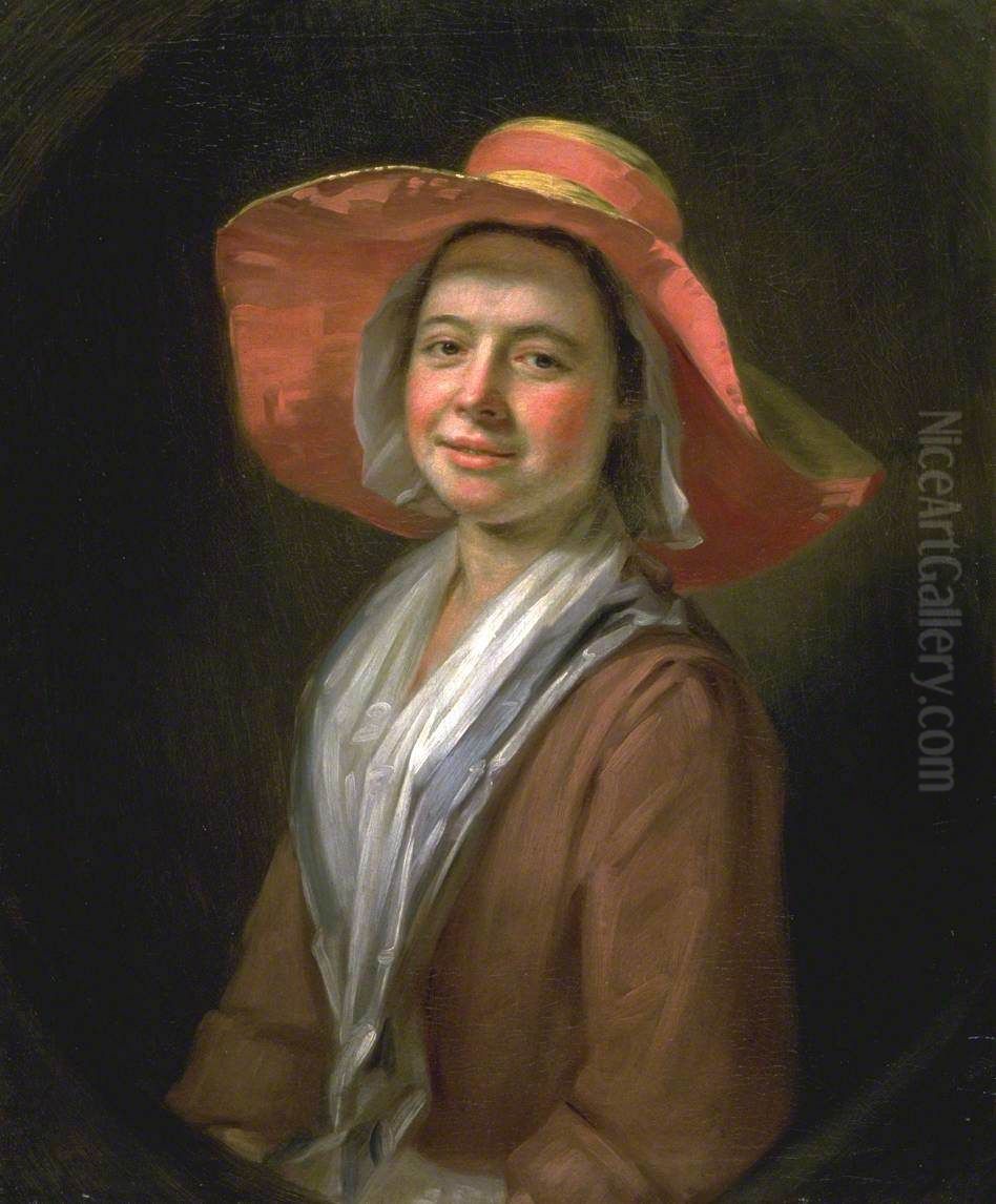 A Girl in a Straw Hat Oil Painting by Balthasar Denner