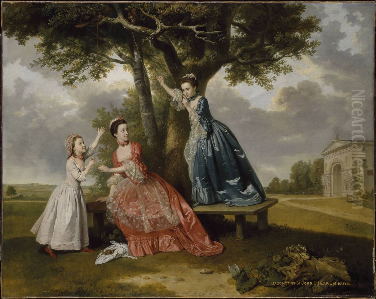 Three Daughters of John, 3rd Earl of Bute Oil Painting by Johann Zoffany