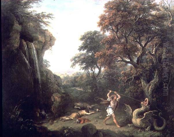 A Landscape with the Story of Cadmus Killing the Dragon. Oil Painting by Francesco Zuccarelli
