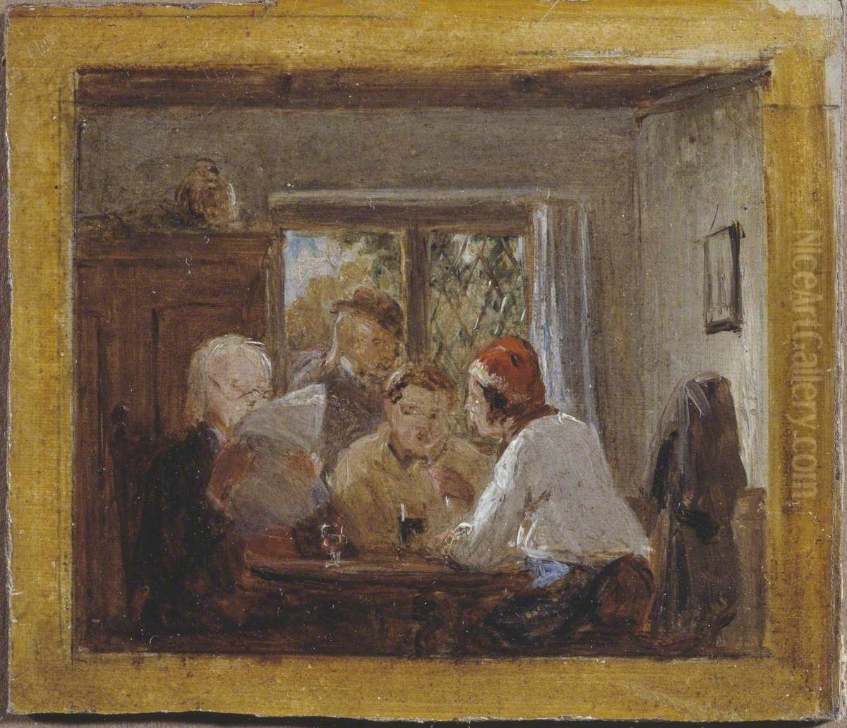 Study for 'A Letter from the Colonies' Oil Painting by Thomas Webster