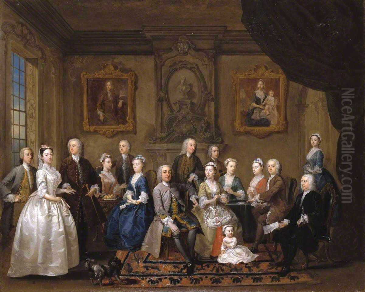 The Du Cane and Boehm Family Group Oil Painting by Gawen Hamilton