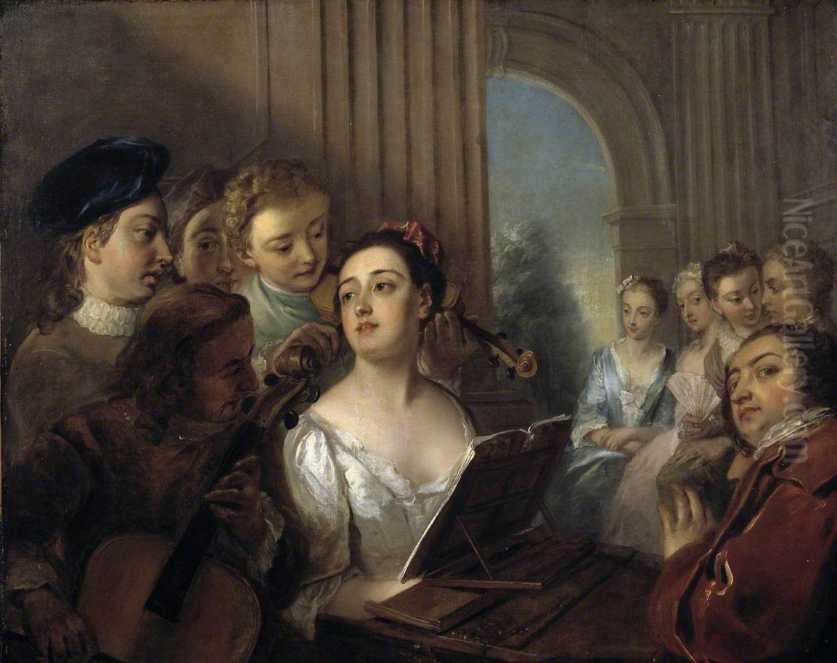 A Music Party Oil Painting by Philippe Mercier