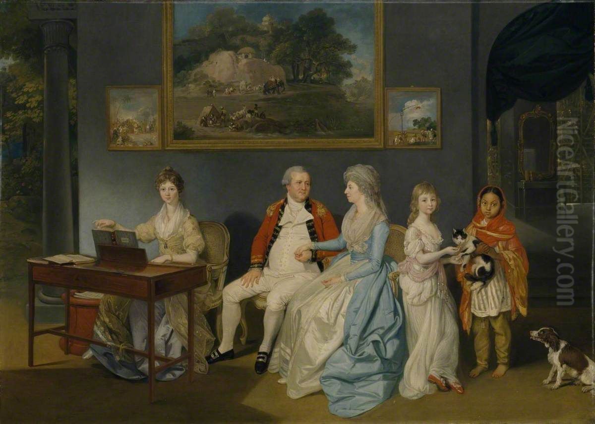 Colonel Blair with his Family and an Indian Ayah Oil Painting by Johann Zoffany
